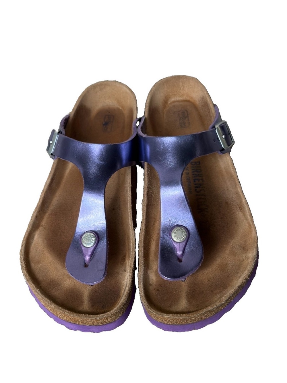 Birkenstock Gizeh Purple Metallic Thong Sandals Womens 39 / US 8-8.5